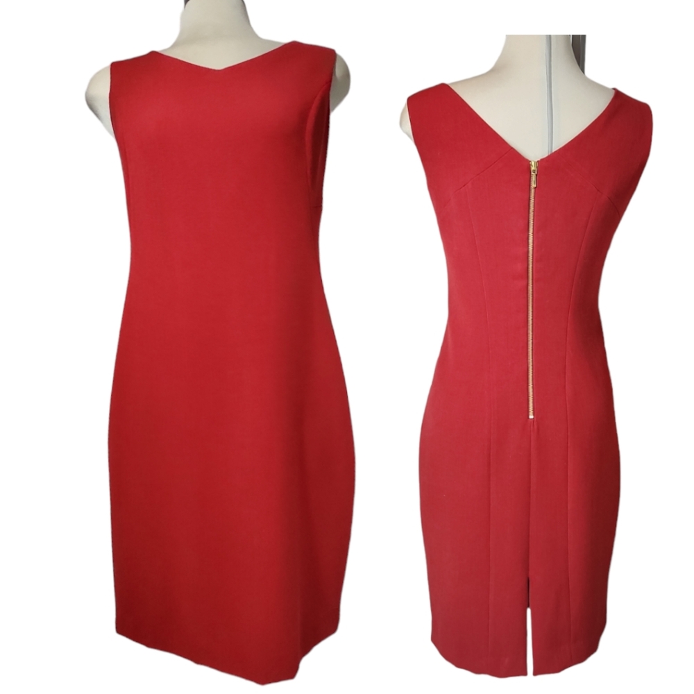 Laura  Orange  Burgundy Sheath Sleeveless  Dress Size 8